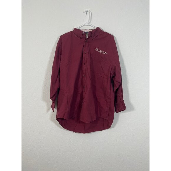 Life Style Realty Group Size XL Maroon Long Sleeve Button Down Collar Shirt - Picture 1 of 5